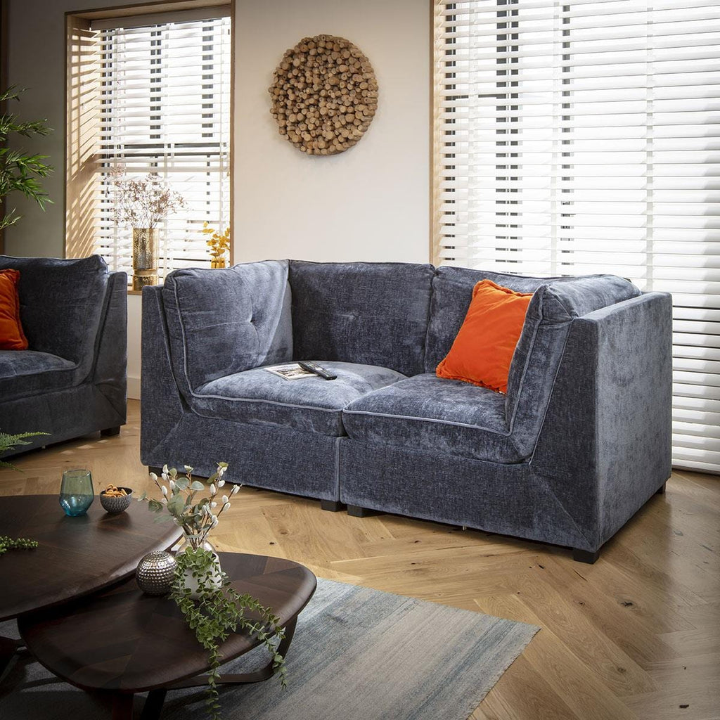 Anni Small 2 Seater Sofa Blue Chenille 192x96cm 2S