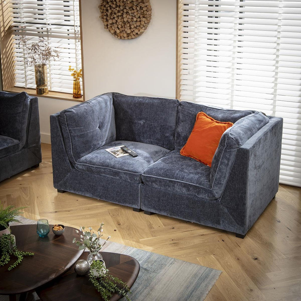 Anni Small 2 Seater Sofa Blue Chenille 192x96cm 2S
