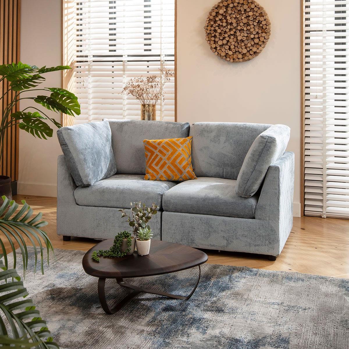 Sully Small 2 Seater Sofa Blue Chenille 160x80cm 2S