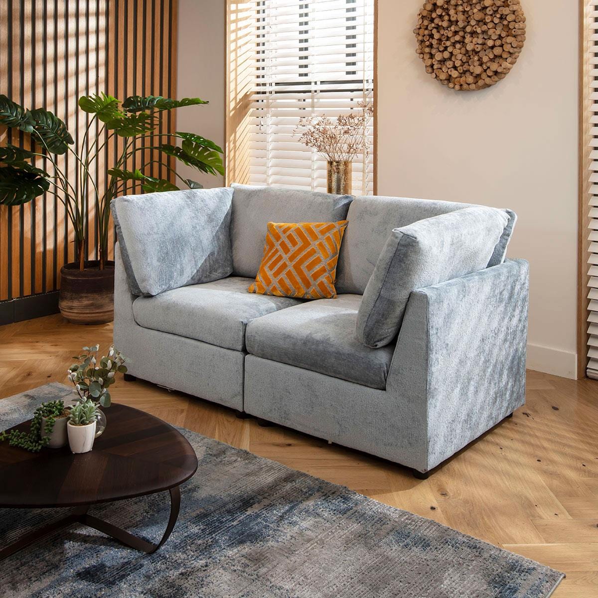 Sully Small 2 Seater Sofa Blue Chenille 160x80cm 2S