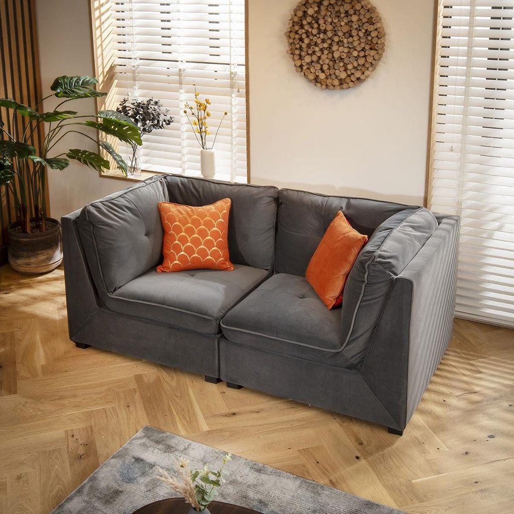 Anni Small 2 Seater Sofa Grey Velvet 192x96cm 2S