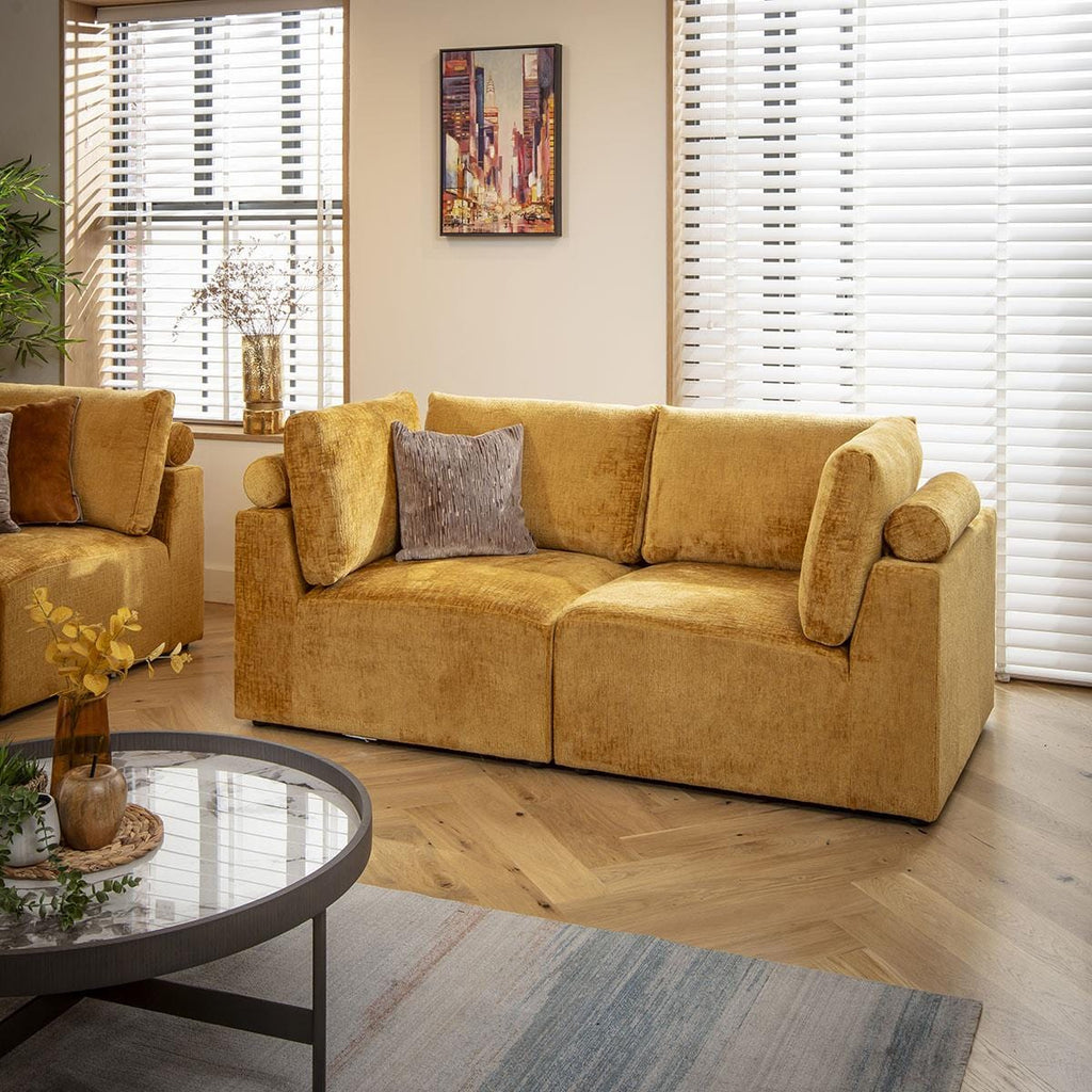 Martha Small 2 Seater Sofa Mustard Chenille 184x92cm 2S