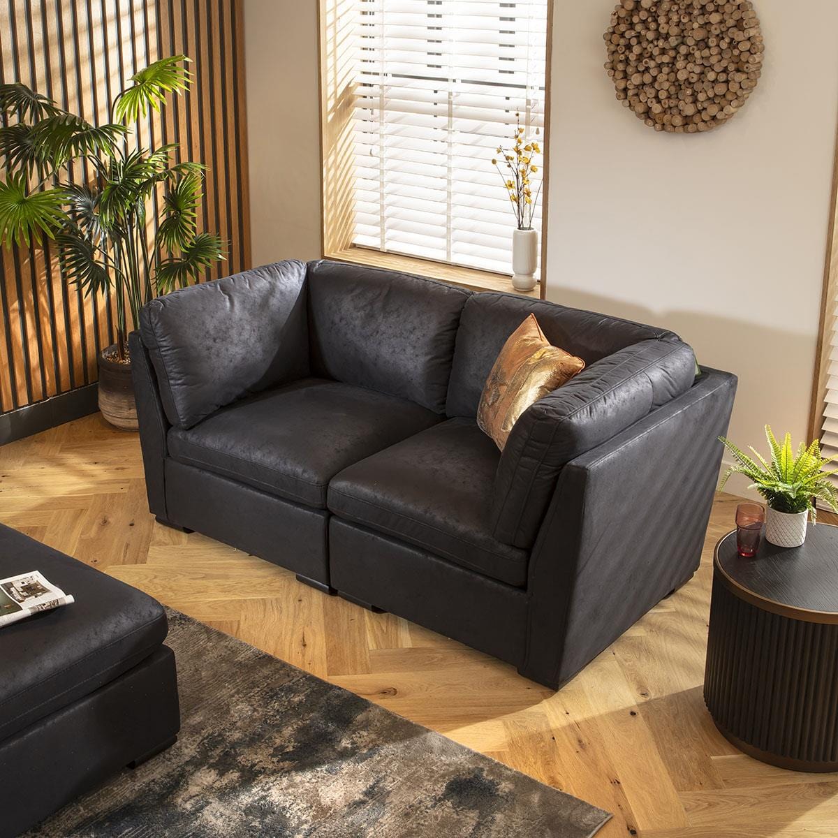 Mikey Small 2 Seater Sofa Black 190x95cm 2S