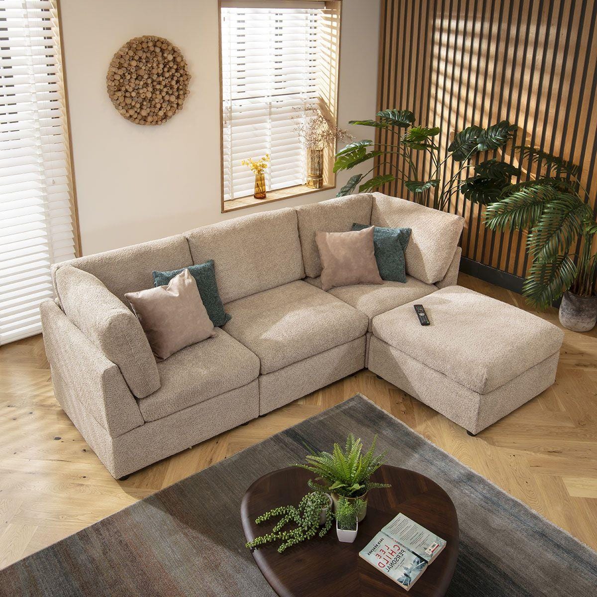 Sully 3 Seater Modular Sofa Biscuit Beige Boucle 240x160cm 2R