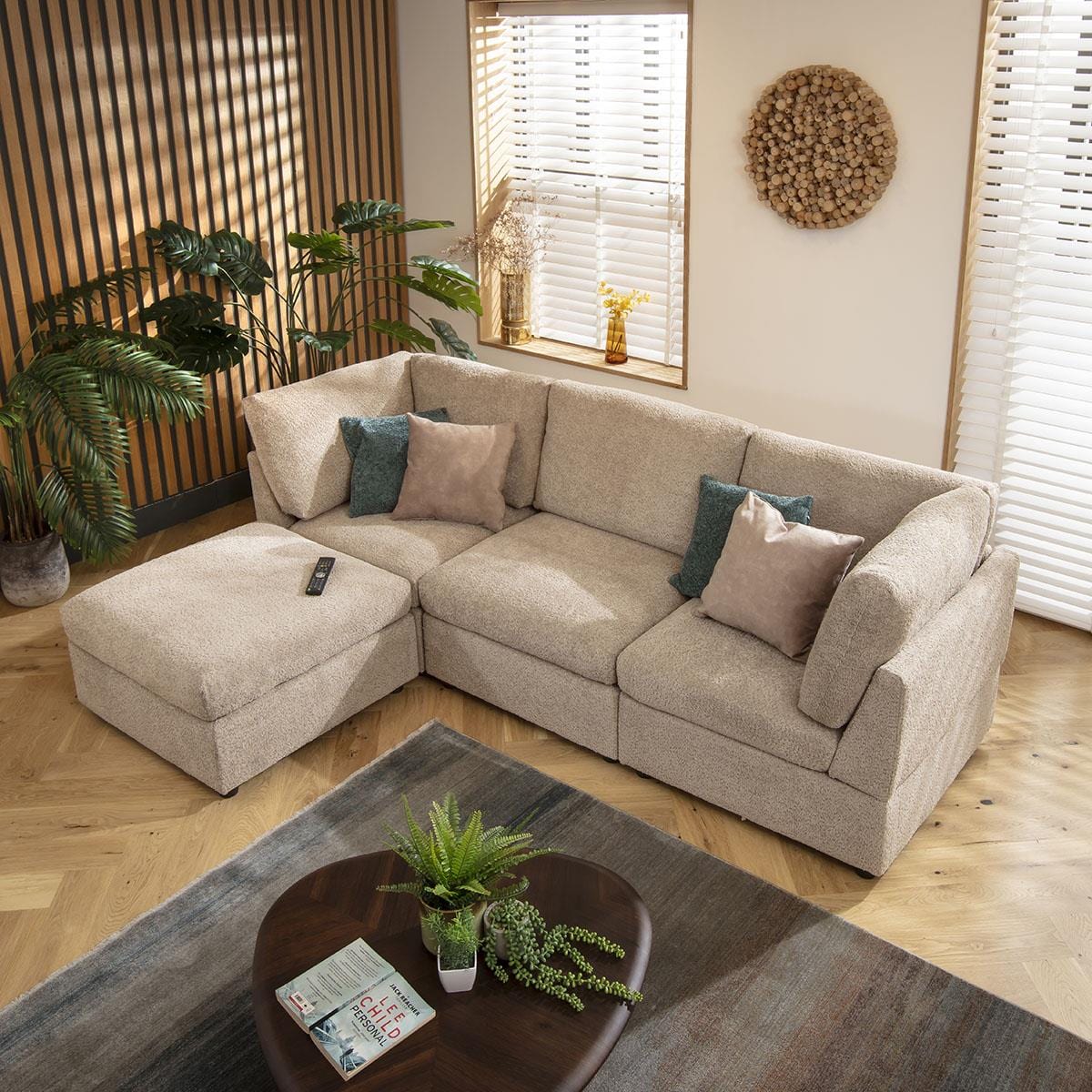 Sully 3 Seater Modular Sofa Biscuit Beige Boucle 240x160cm 2L