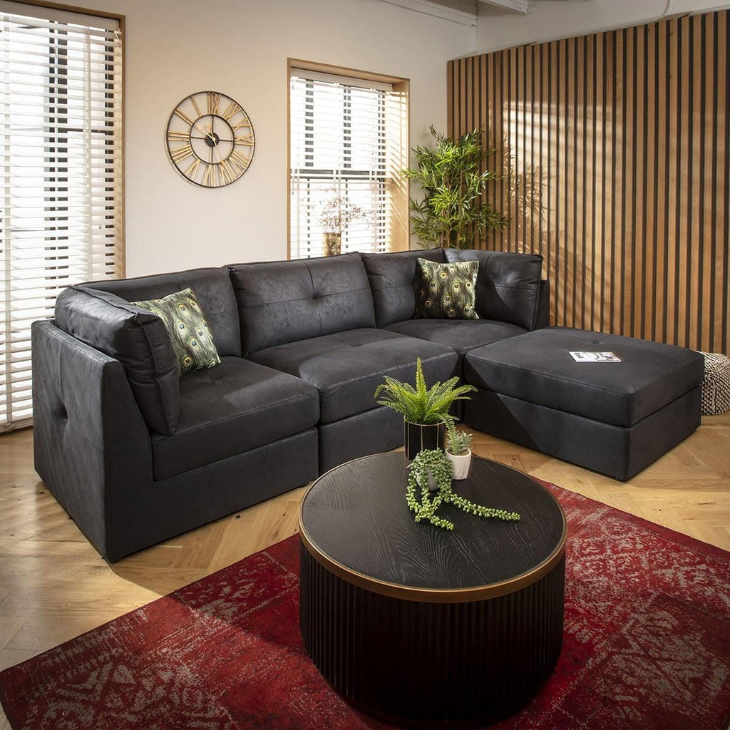 Archie 3 Seater Modular Sofa Black 270x180cm 2R