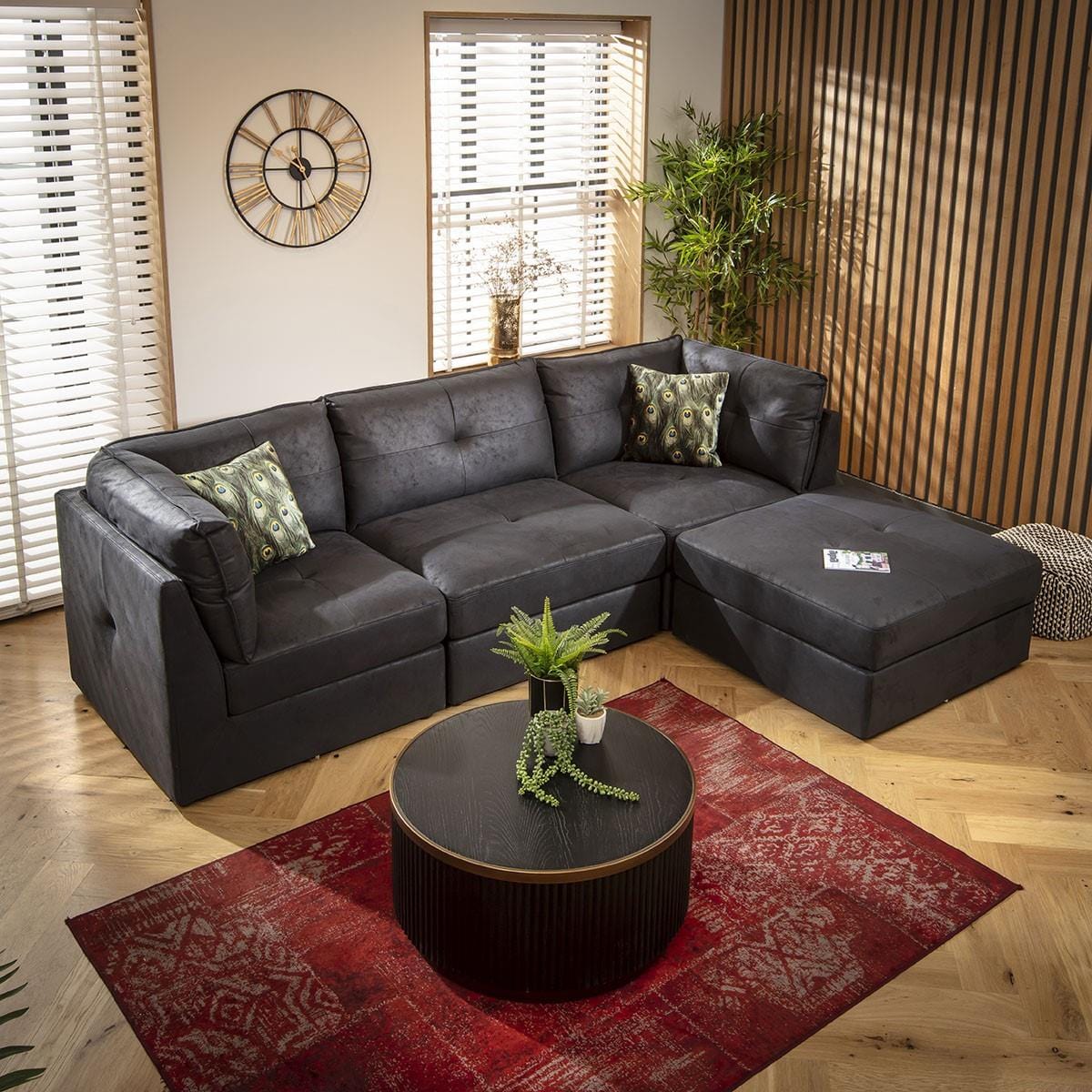 Archie 3 Seater Modular Sofa Black 270x180cm 2R