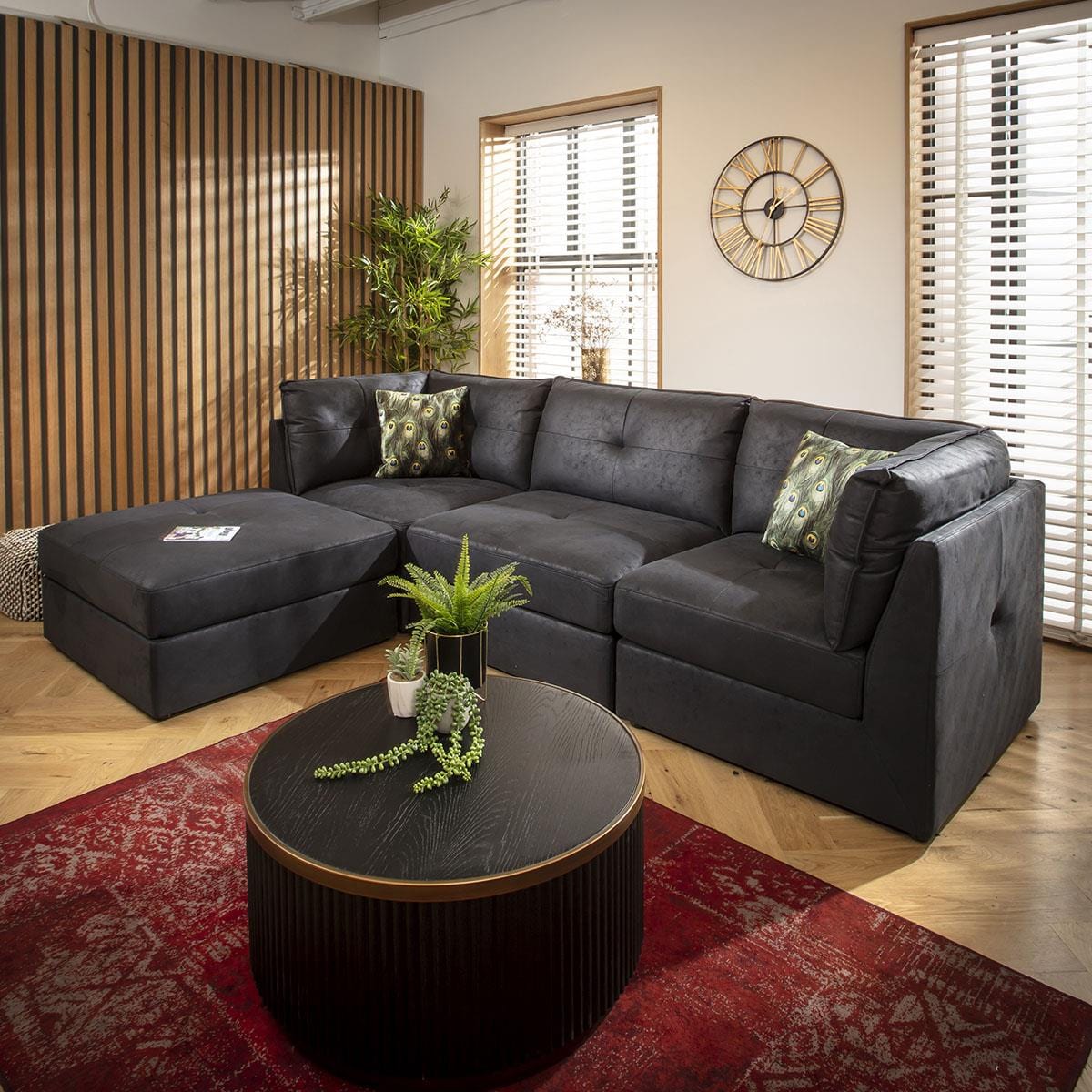 Archie 3 Seater Modular Sofa Black 270x180cm 2L