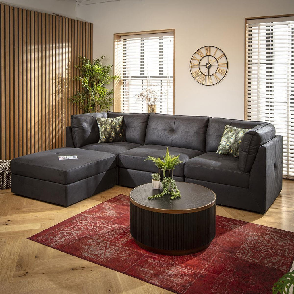 Archie 3 Seater Modular Sofa Black 270x180cm 2L