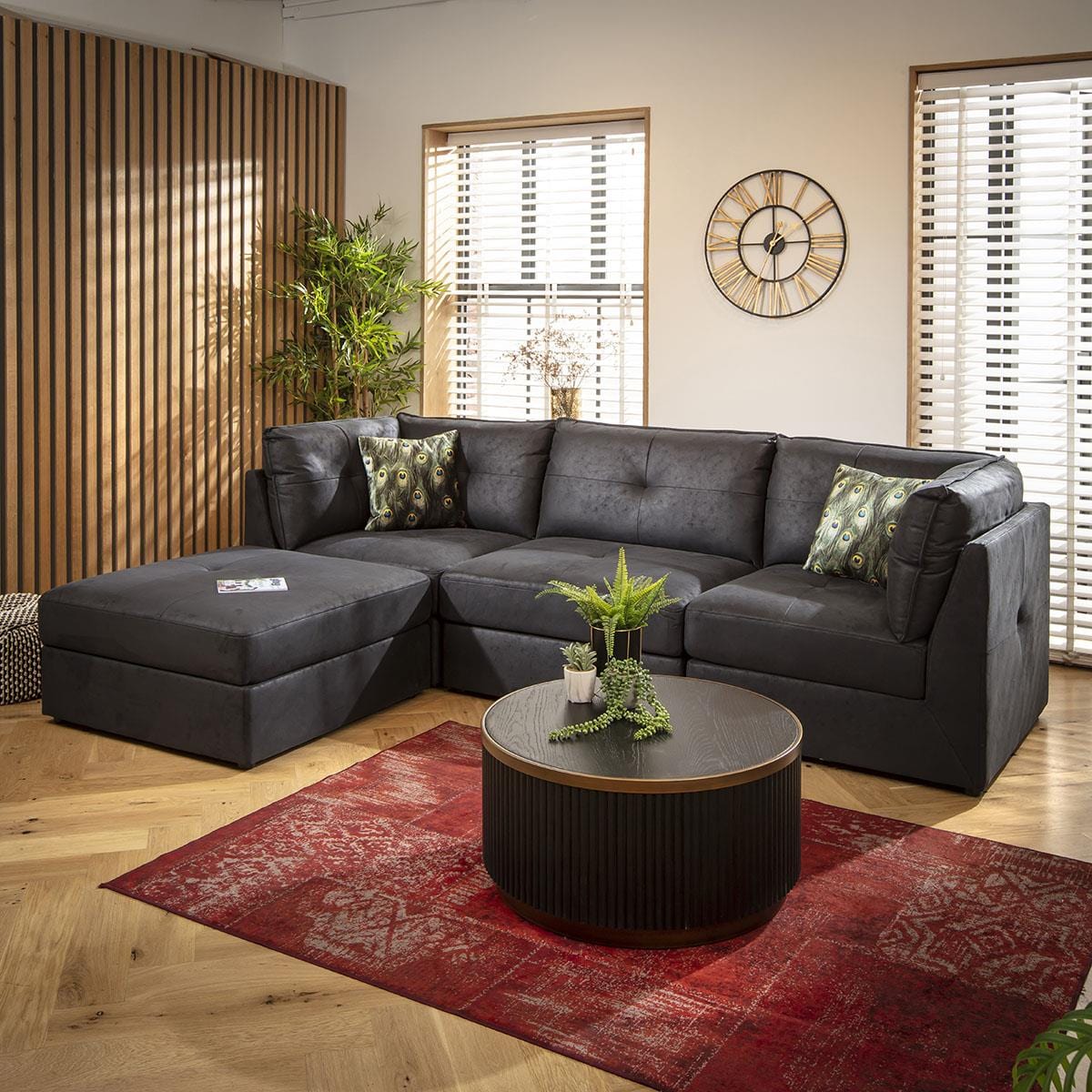 Archie 3 Seater Modular Sofa Black 270x180cm 2L