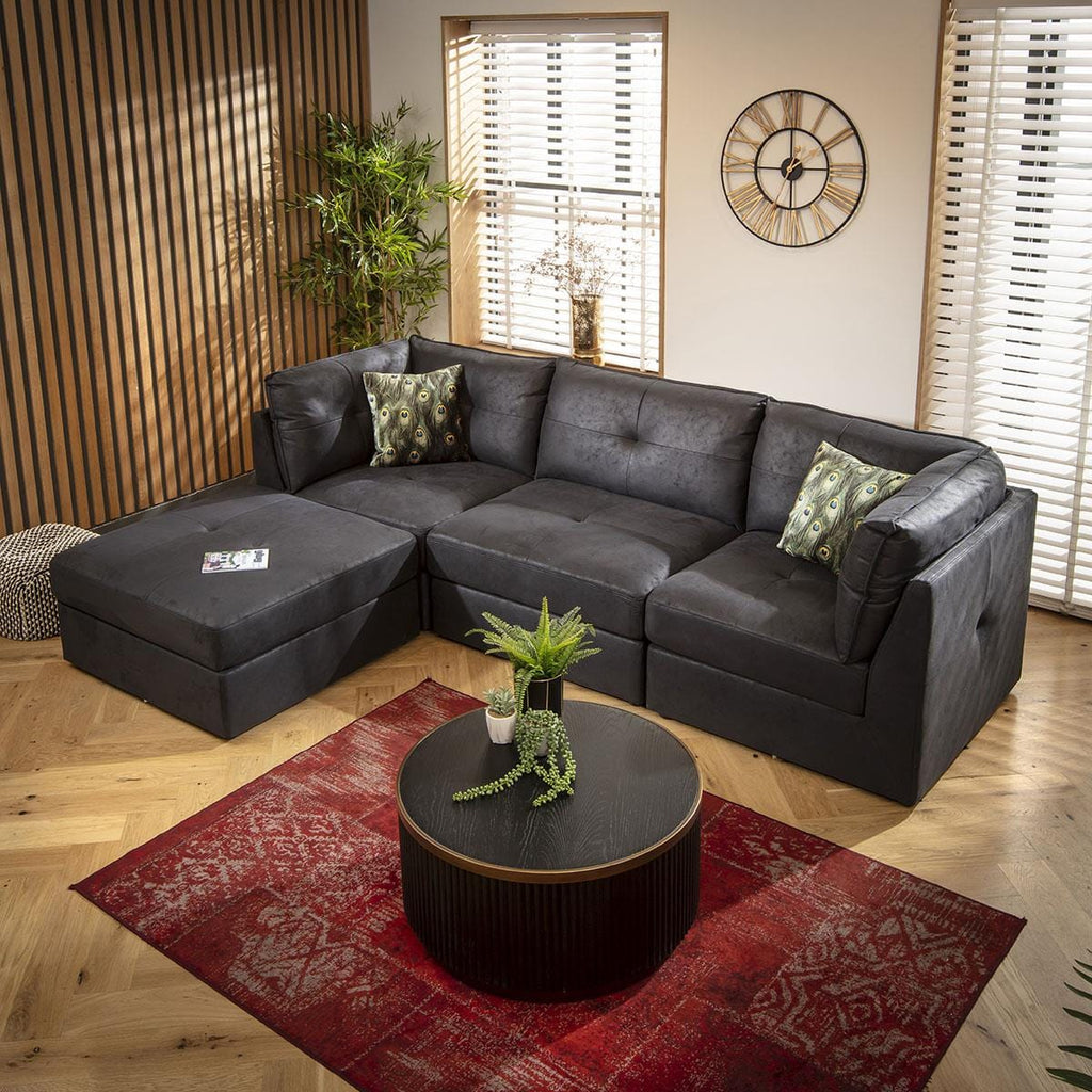 Archie 3 Seater Modular Sofa Black 270x180cm 2L