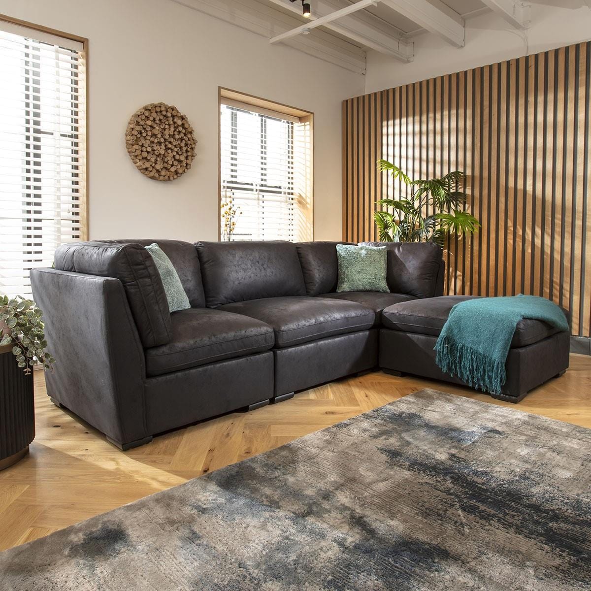 Mikey 3 Seater Modular Sofa Black 285x190cm 2R