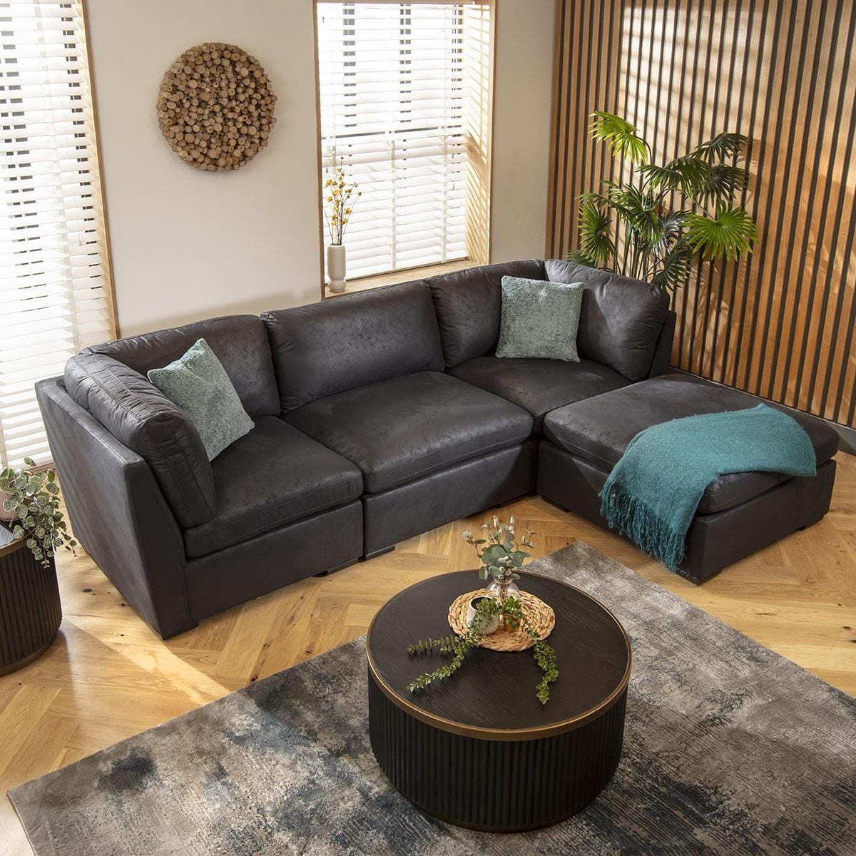 Mikey 3 Seater Modular Sofa Black 285x190cm 2R
