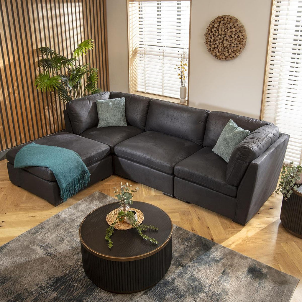 Mikey 3 Seater Modular Sofa Black 285x190cm 2L