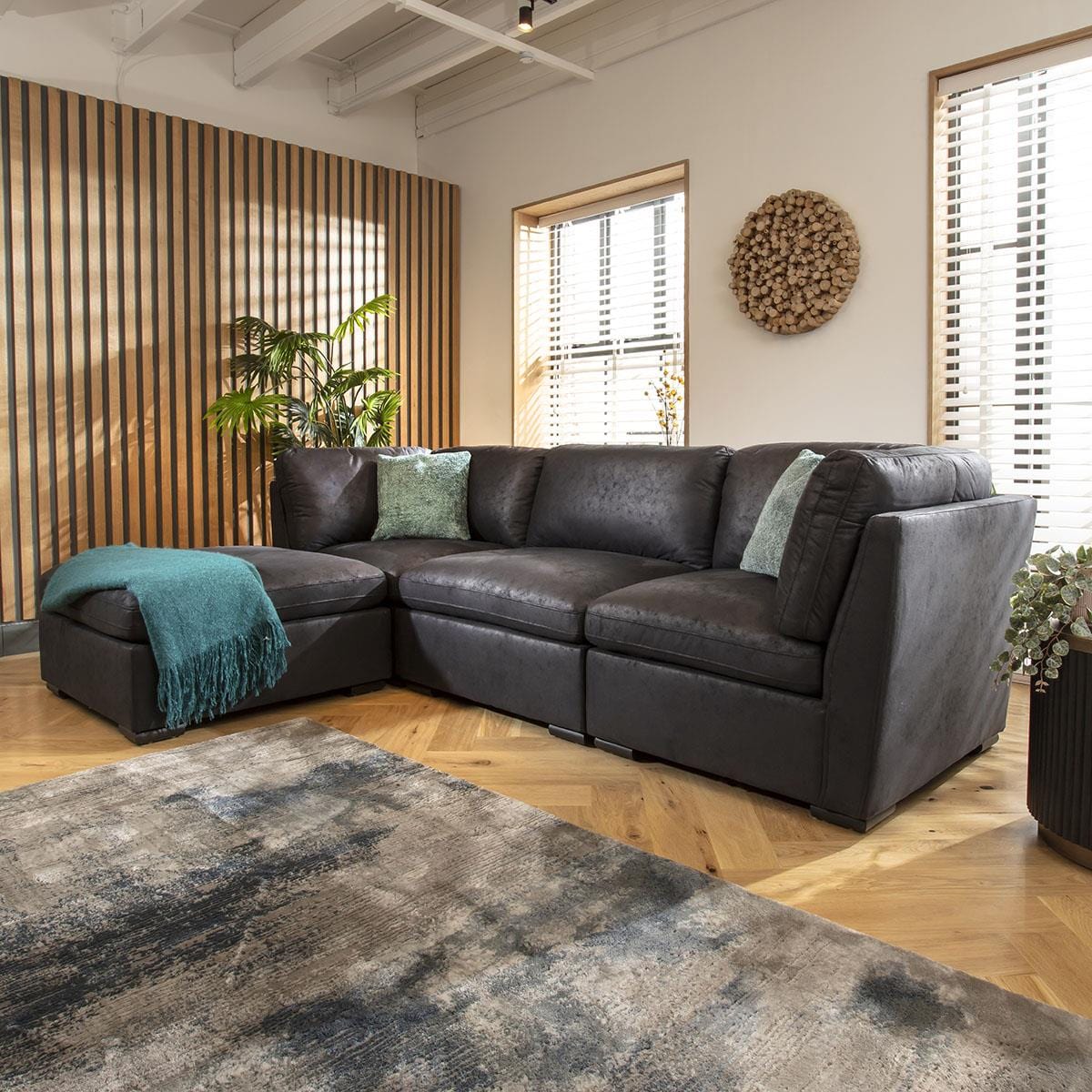 Mikey 3 Seater Modular Sofa Black 285x190cm 2L