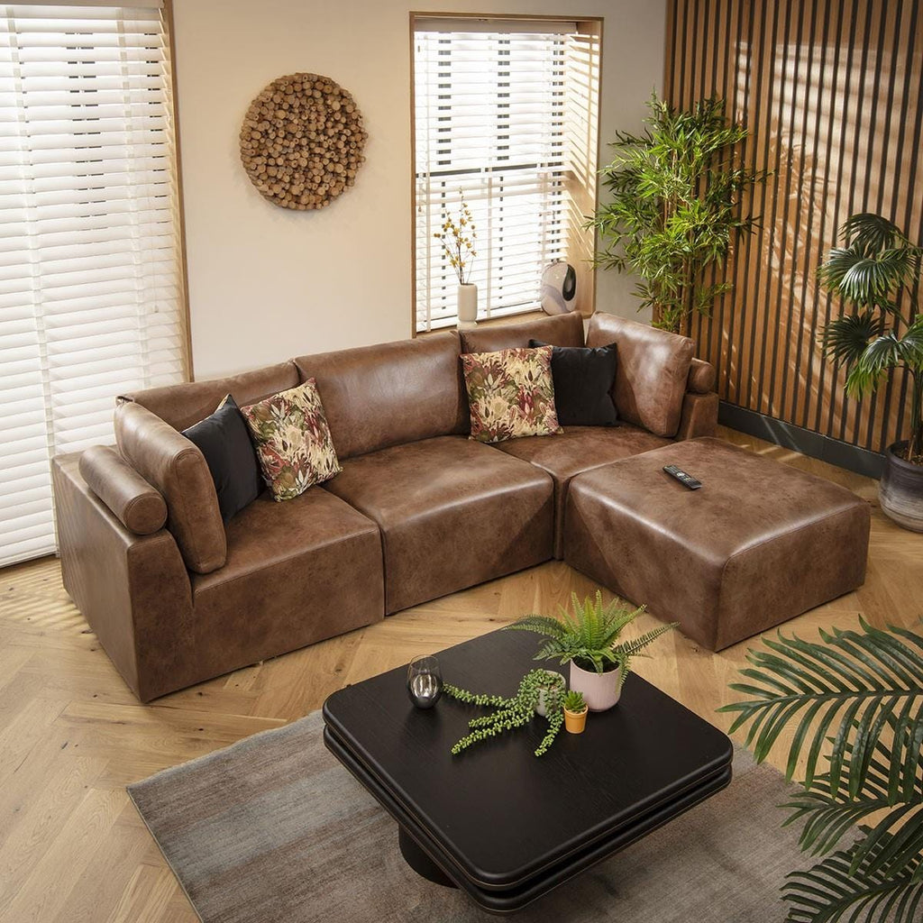 Martha 3 Seater Modular Sofa Antique Brown 266x176cm 2R