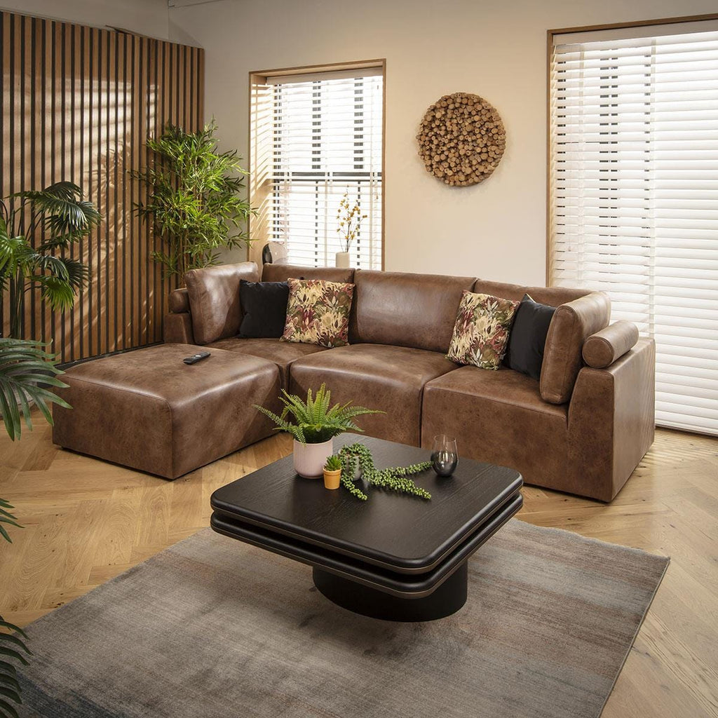 Martha 3 Seater Modular Sofa Antique Brown 266x176cm 2L