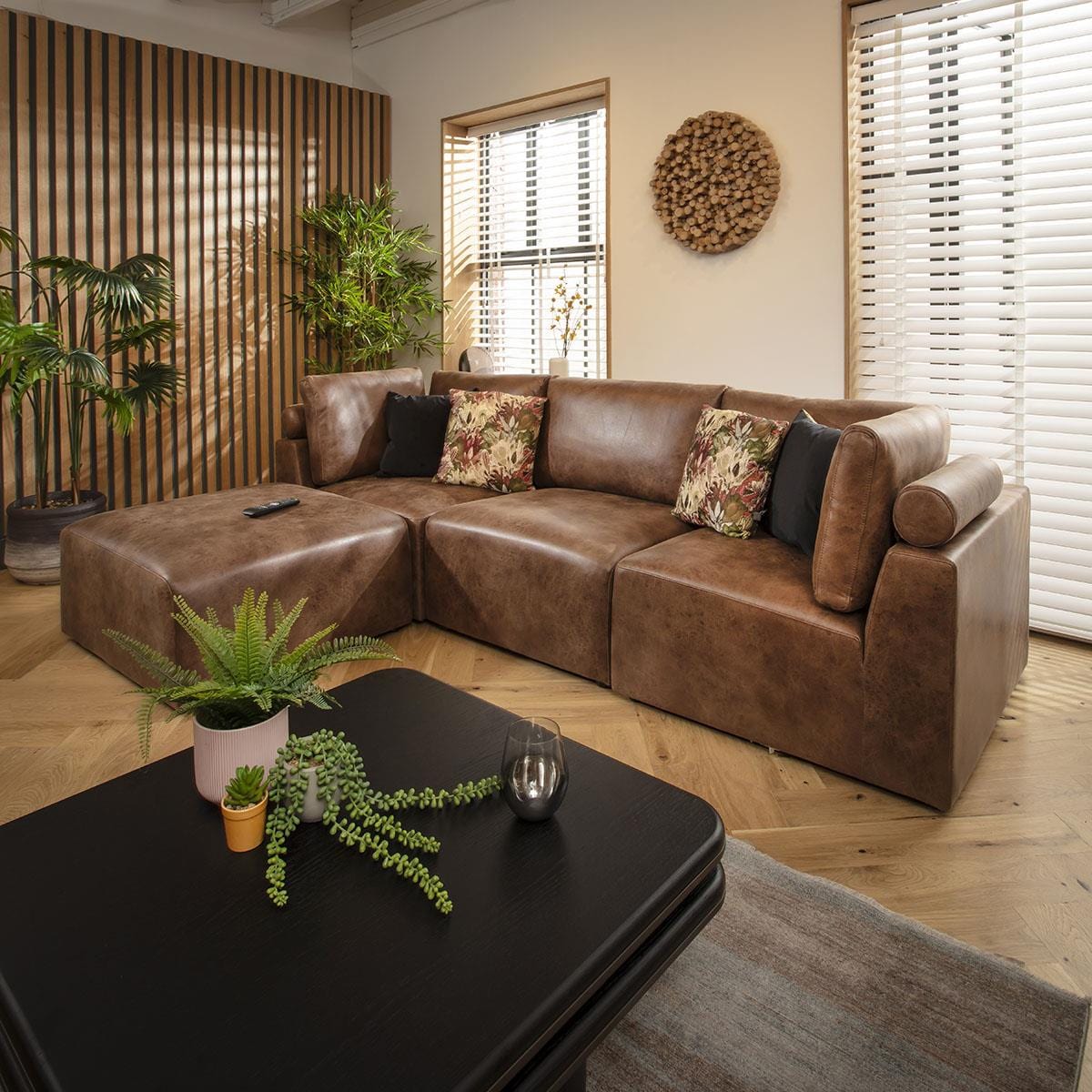 Martha 3 Seater Modular Sofa Antique Brown 266x176cm 2L