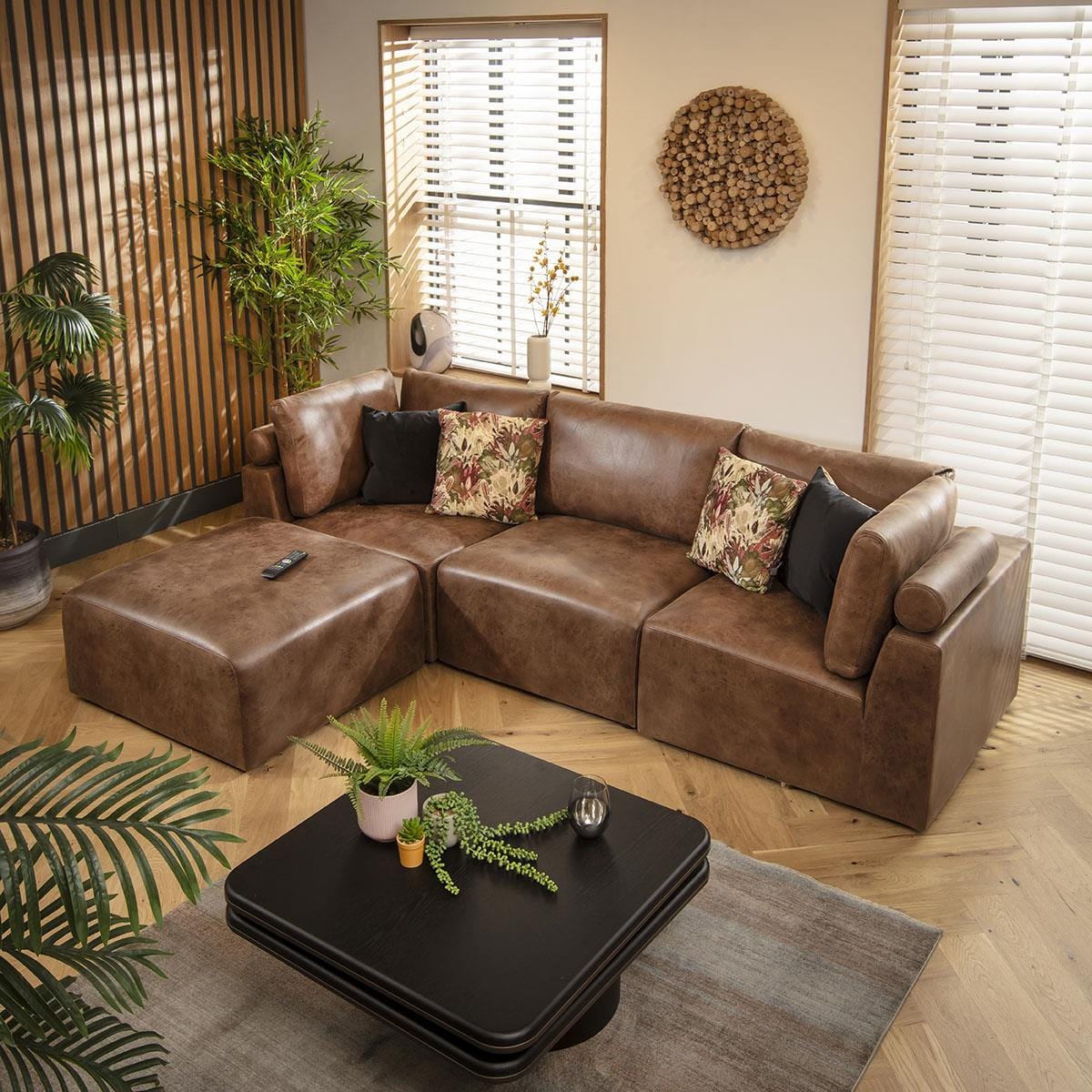 Martha 3 Seater Modular Sofa Antique Brown 266x176cm 2L