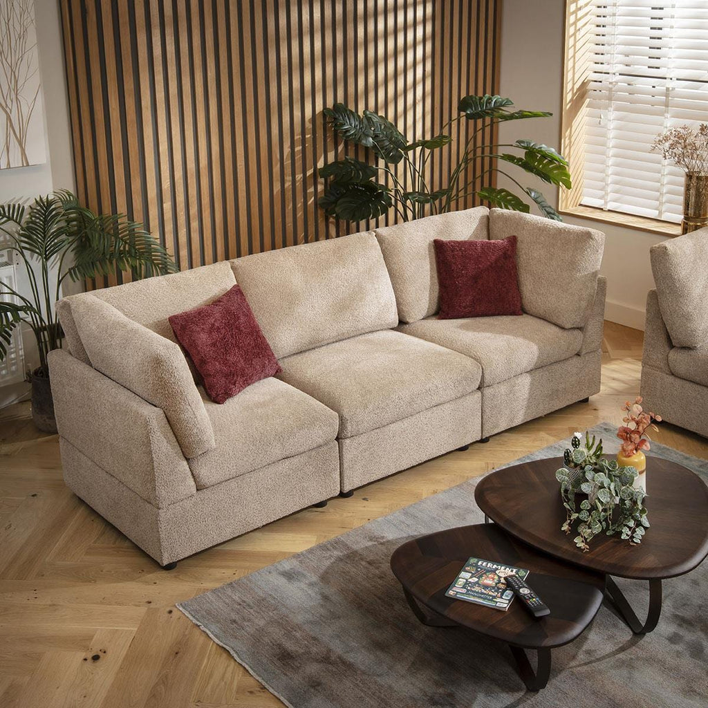 Sully 3 Seater Modular Sofa Biscuit Beige Boucle 240x80cm 1