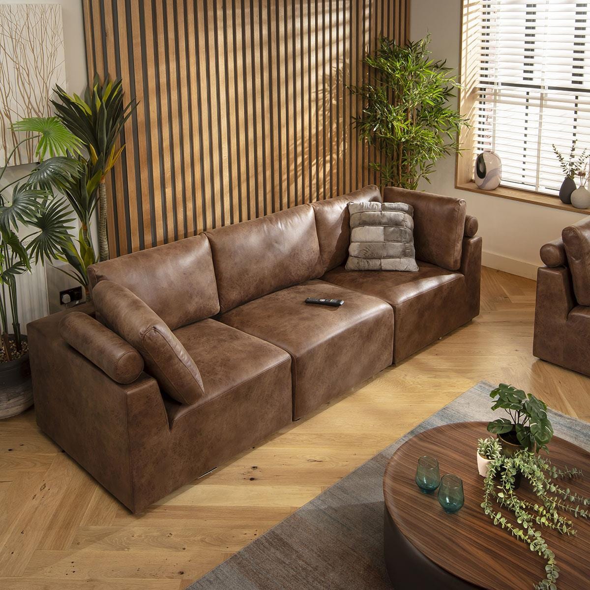Martha 3 Seater Modular Sofa Antique Brown 266x92cm 1
