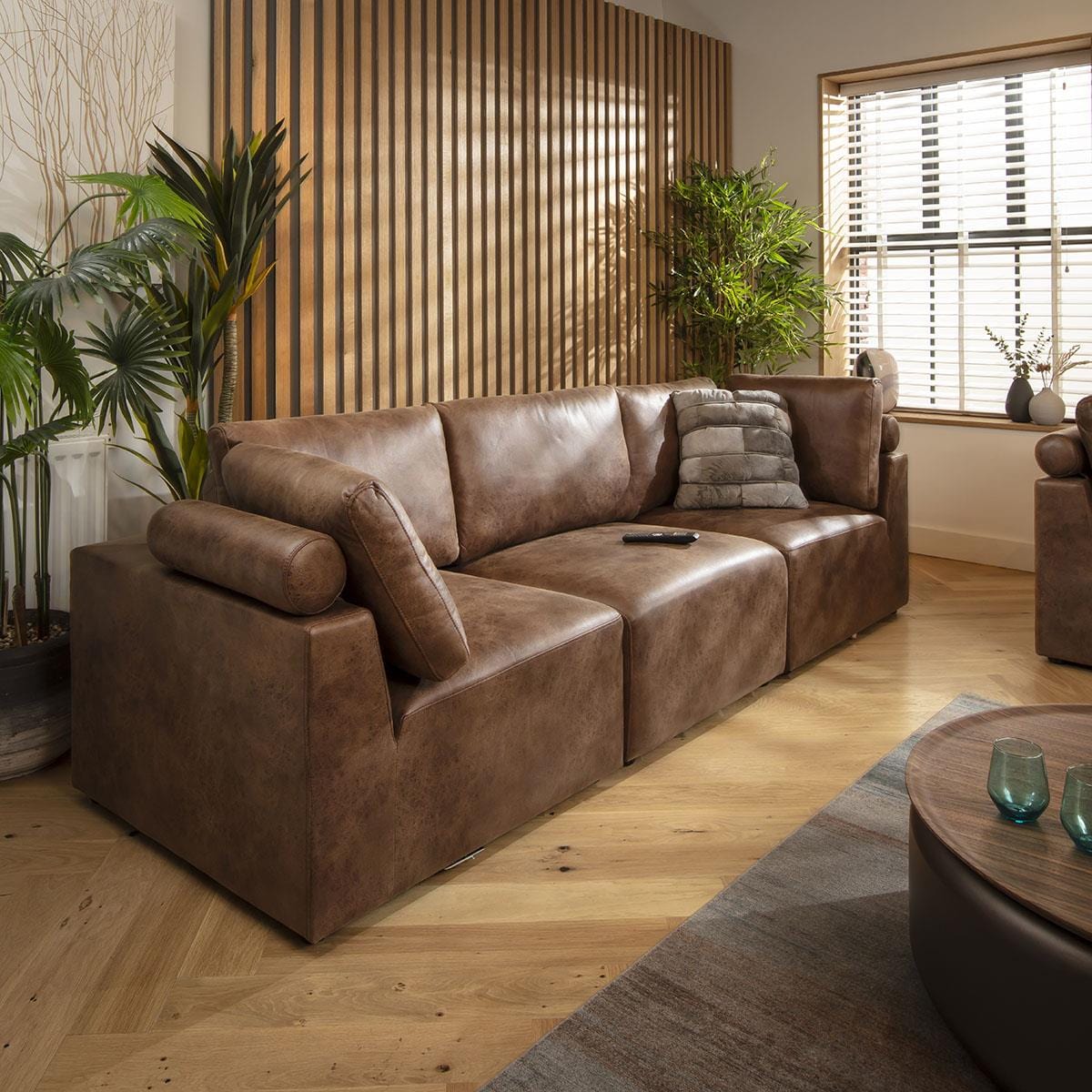 Martha 3 Seater Modular Sofa Antique Brown 266x92cm 1