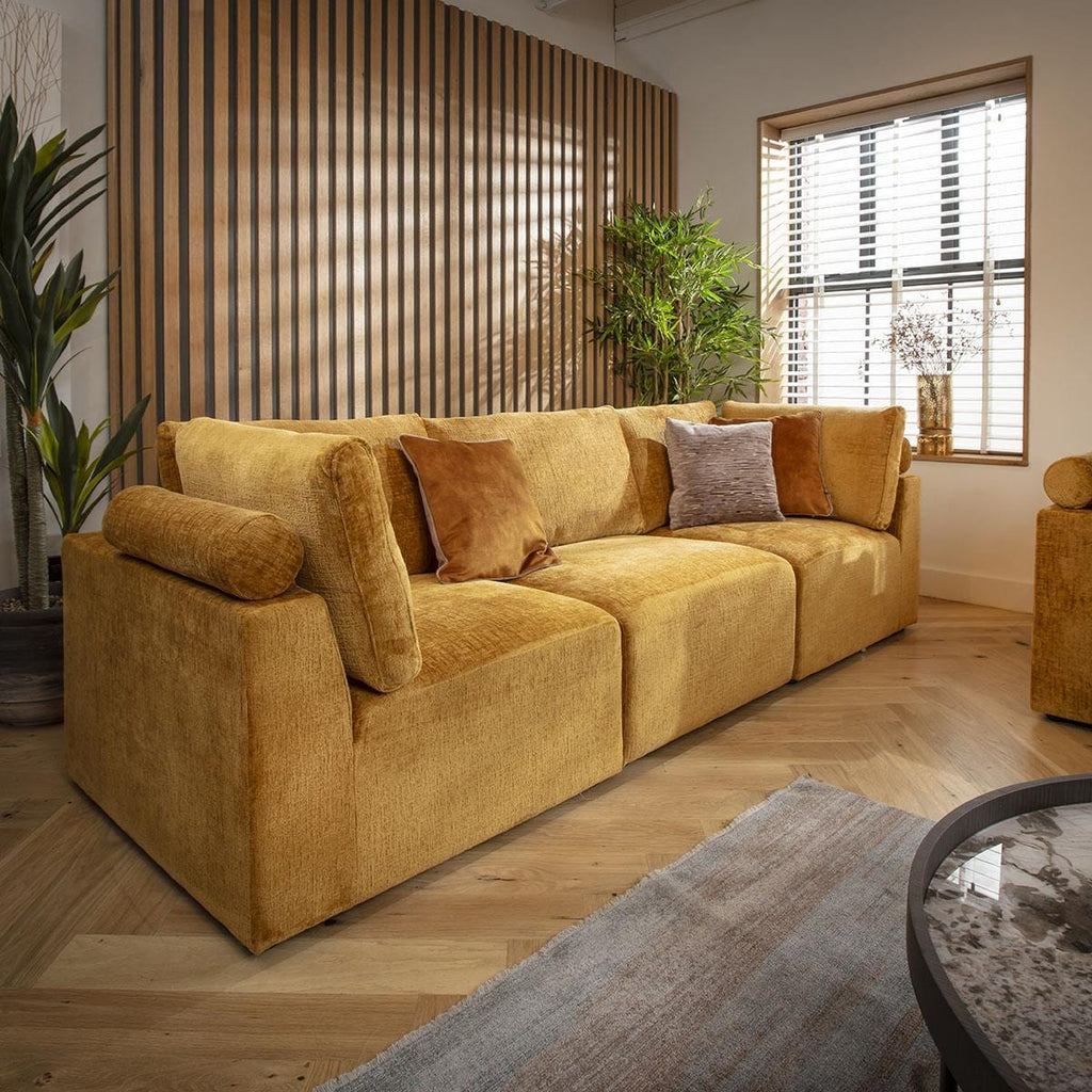 Martha 3 Seater Modular Sofa Mustard Chenille 266x92cm 1