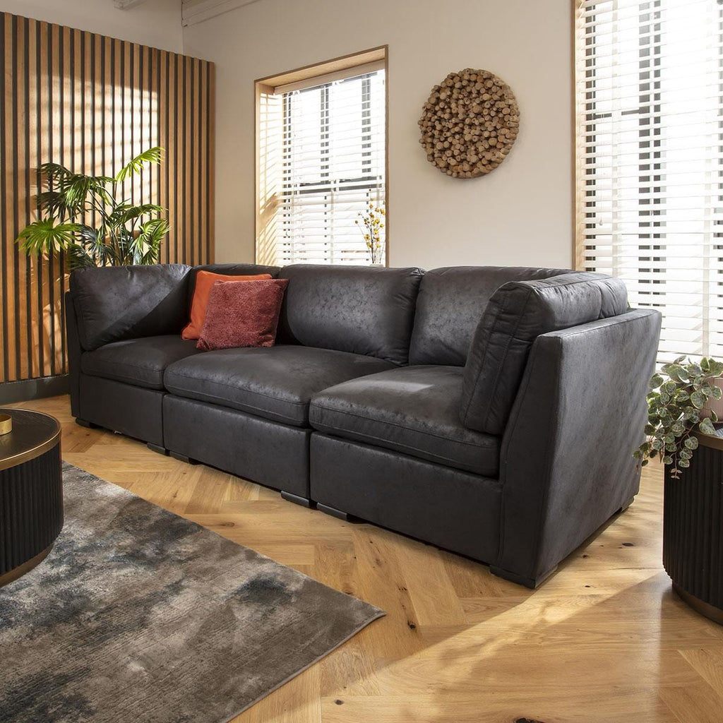 Mikey 3 Seater Modular Sofa Black 285x95cm 1