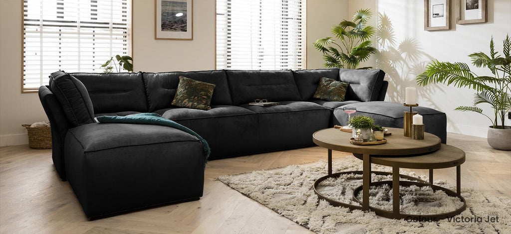 Quatropi 5 Seater Modular Sofa - Footstool Chaise Sofa, Salsa 384x192cm