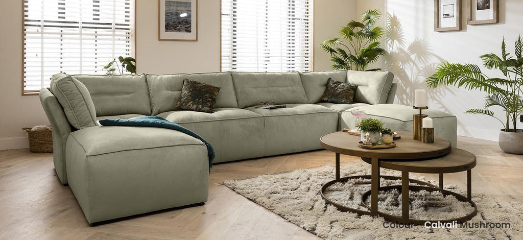Quatropi 5 Seater Modular Sofa - Footstool Chaise Sofa, Salsa 384x192cm