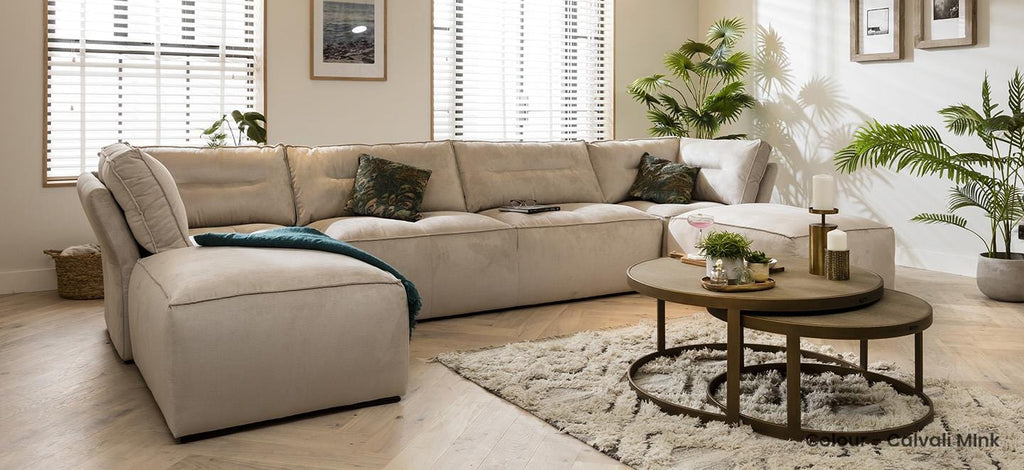 Quatropi 5 Seater Modular Sofa - Footstool Chaise Sofa, Salsa 384x192cm