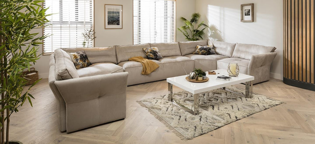 Quatropi 9 Seater Modular U Shape Sofa - Large Cinema Sofa, Salsa 444x242cm