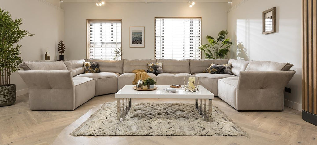 Quatropi 9 Seater Modular U Shape Sofa - Large Cinema Sofa, Salsa 444x242cm