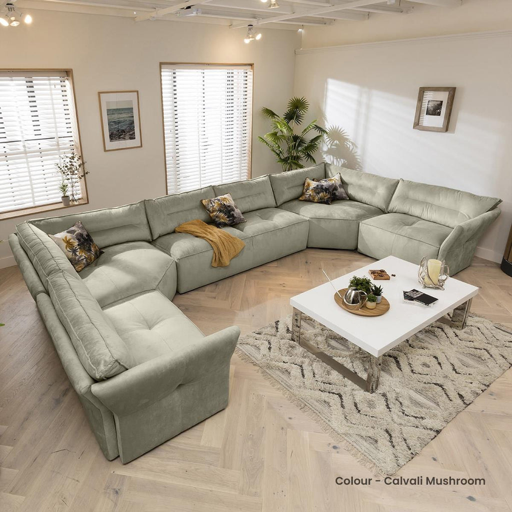 Quatropi 9 Seater Modular U Shape Sofa - Large Cinema Sofa, Salsa 444x242cm