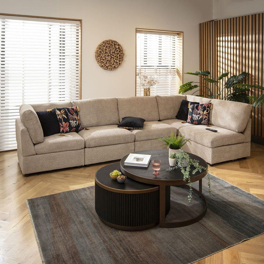 Sully 6 Seater Corner Sofa Biscuit Beige Boucle 320x160cm 13L