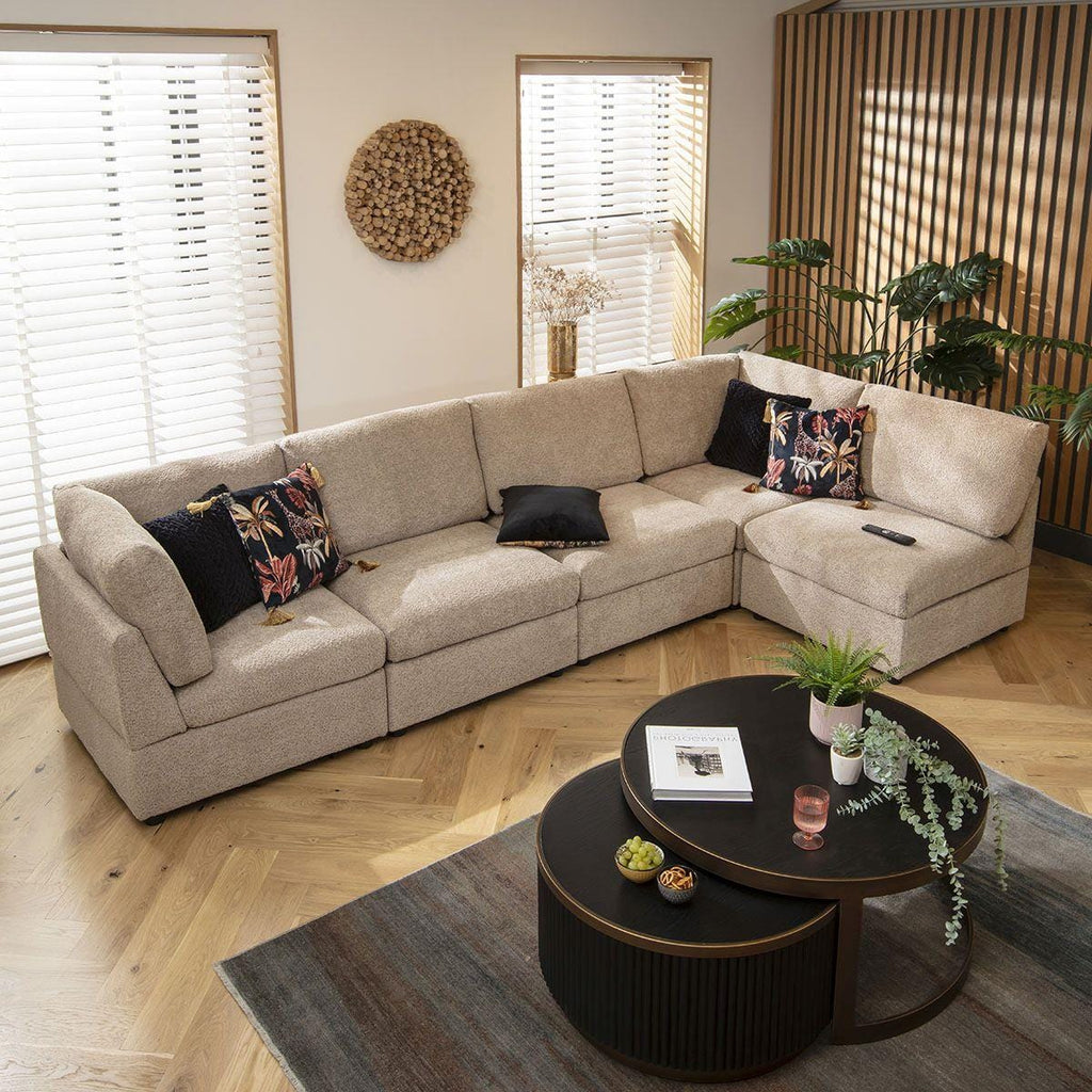 Sully 6 Seater Corner Sofa Biscuit Beige Boucle 320x160cm 13L