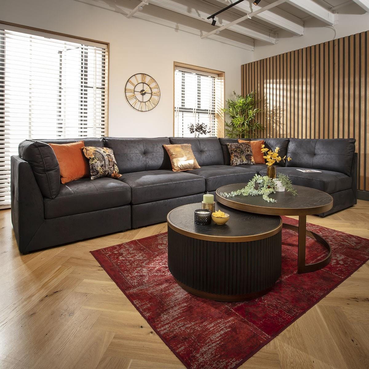 Archie 6 Seater Corner Sofa Black 360x180cm 13L