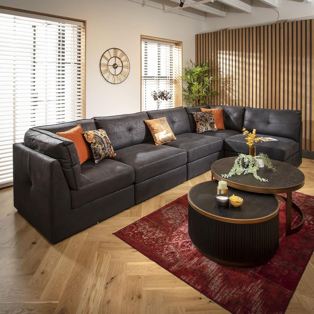 Archie 6 Seater Corner Sofa Black 360x180cm 13L