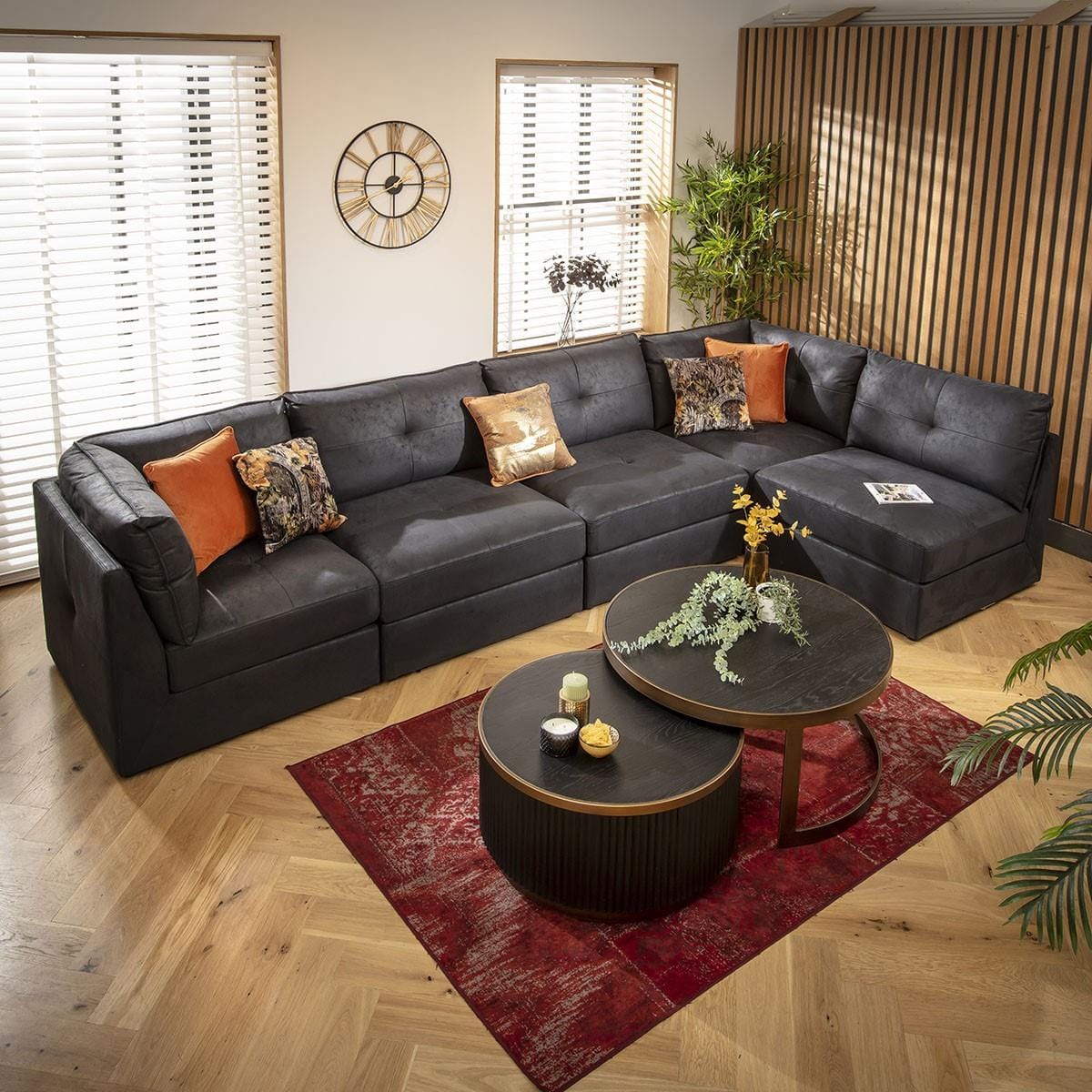 Archie 6 Seater Corner Sofa Black 360x180cm 13L