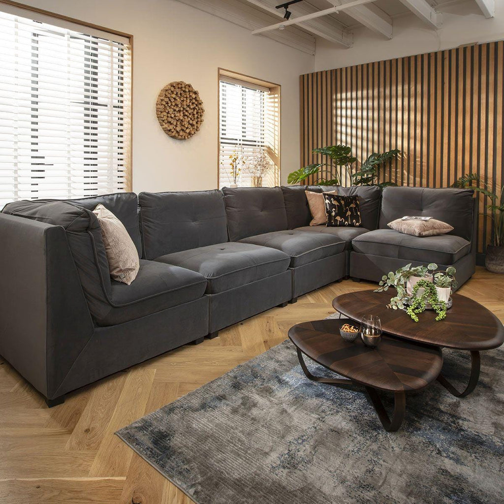 Anni 6 Seater Corner Sofa Grey Velvet 366x183cm 13L