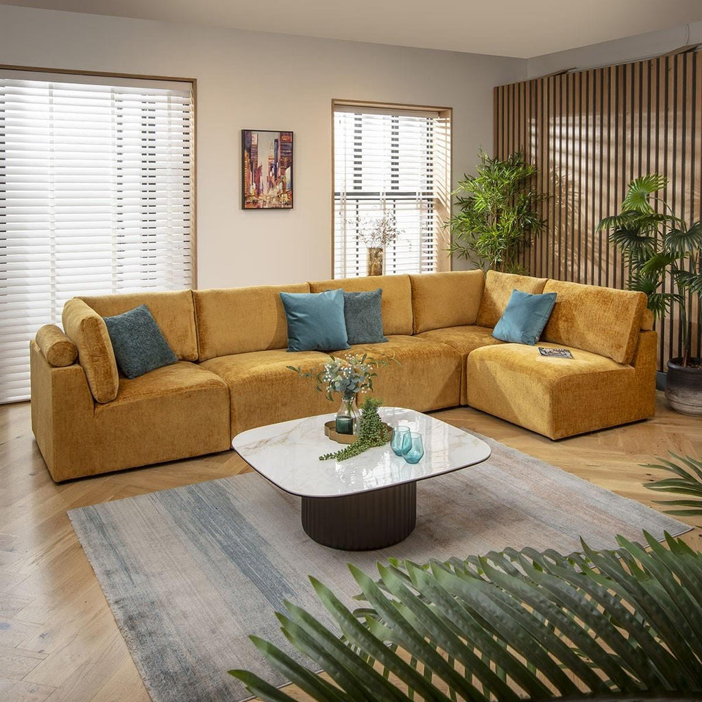 Martha 6 Seater Corner Sofa Mustard Chenille 348x174cm 13L
