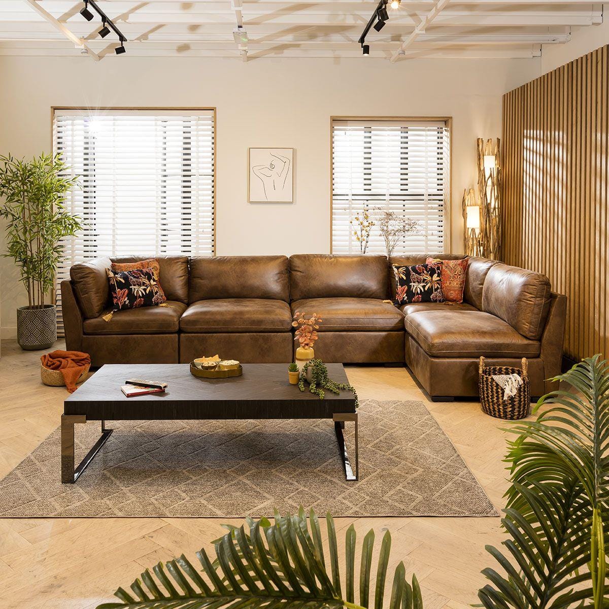 Mikey 6 Seater Corner Sofa Brown 380x190cm 13L