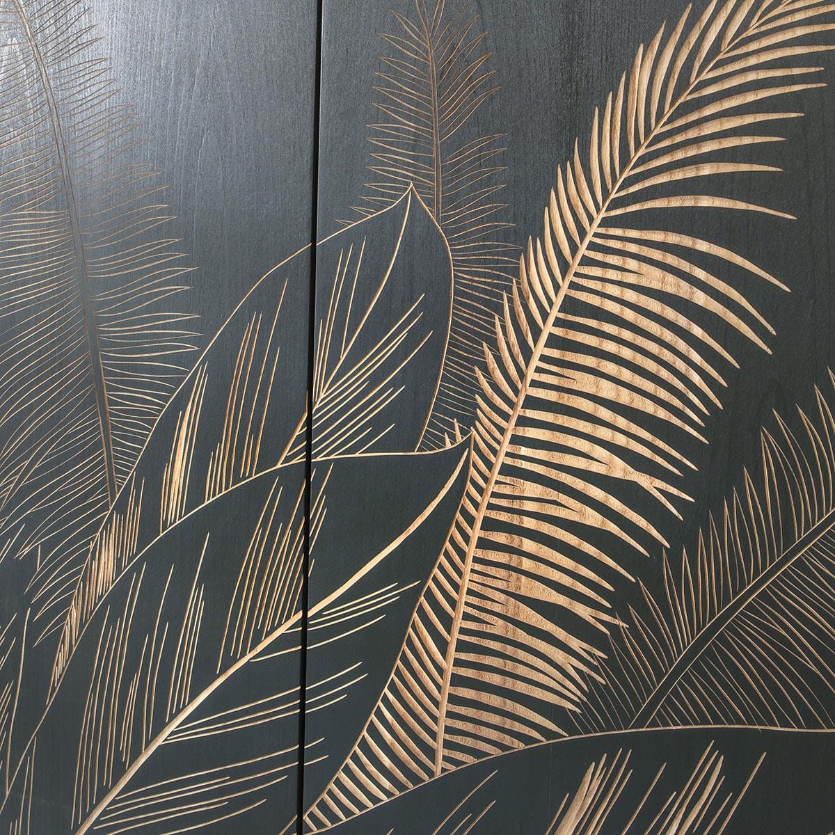 Monty Hand-Carved Tall Decorative Bar Wine Cabinet Black 80x180cm