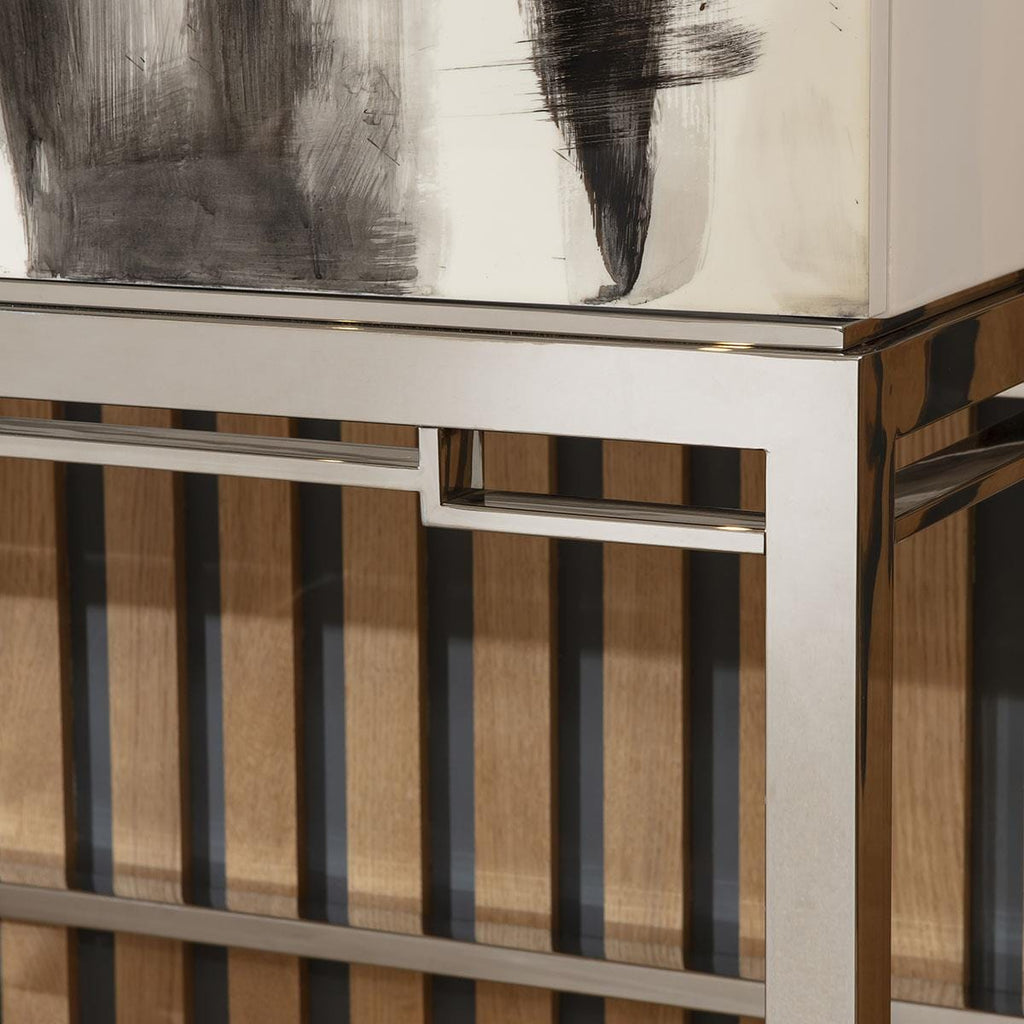 Monty Hand-Painted Large Bar Storage Cabinet Black & White 137x190cm