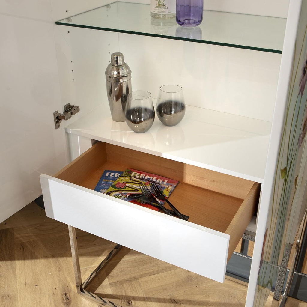 Monty Hand-Painted Tall Decorative Bar Storage Cabinet White 80x180cm