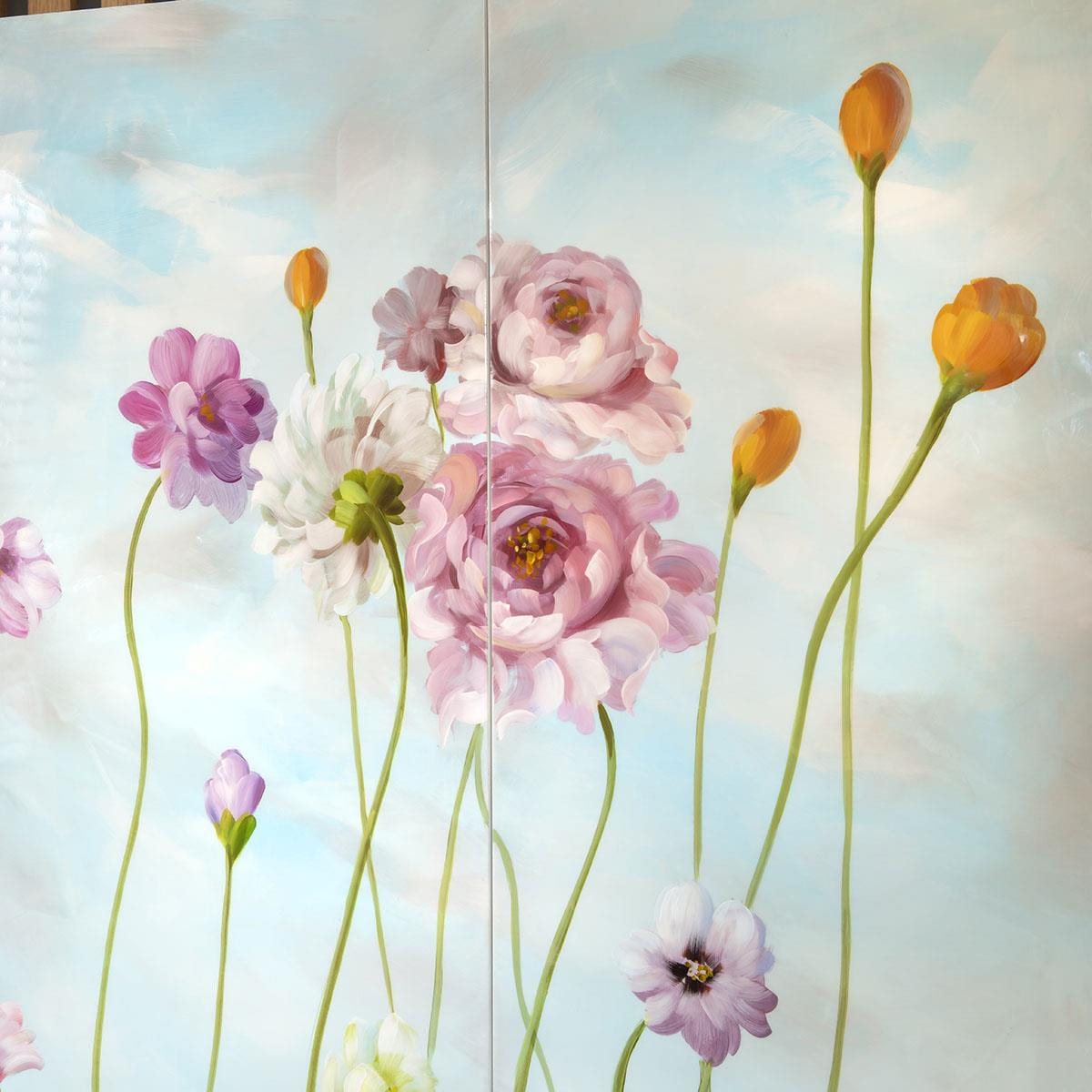 Monty Hand-Painted Tall Decorative Bar Storage Cabinet White 80x180cm