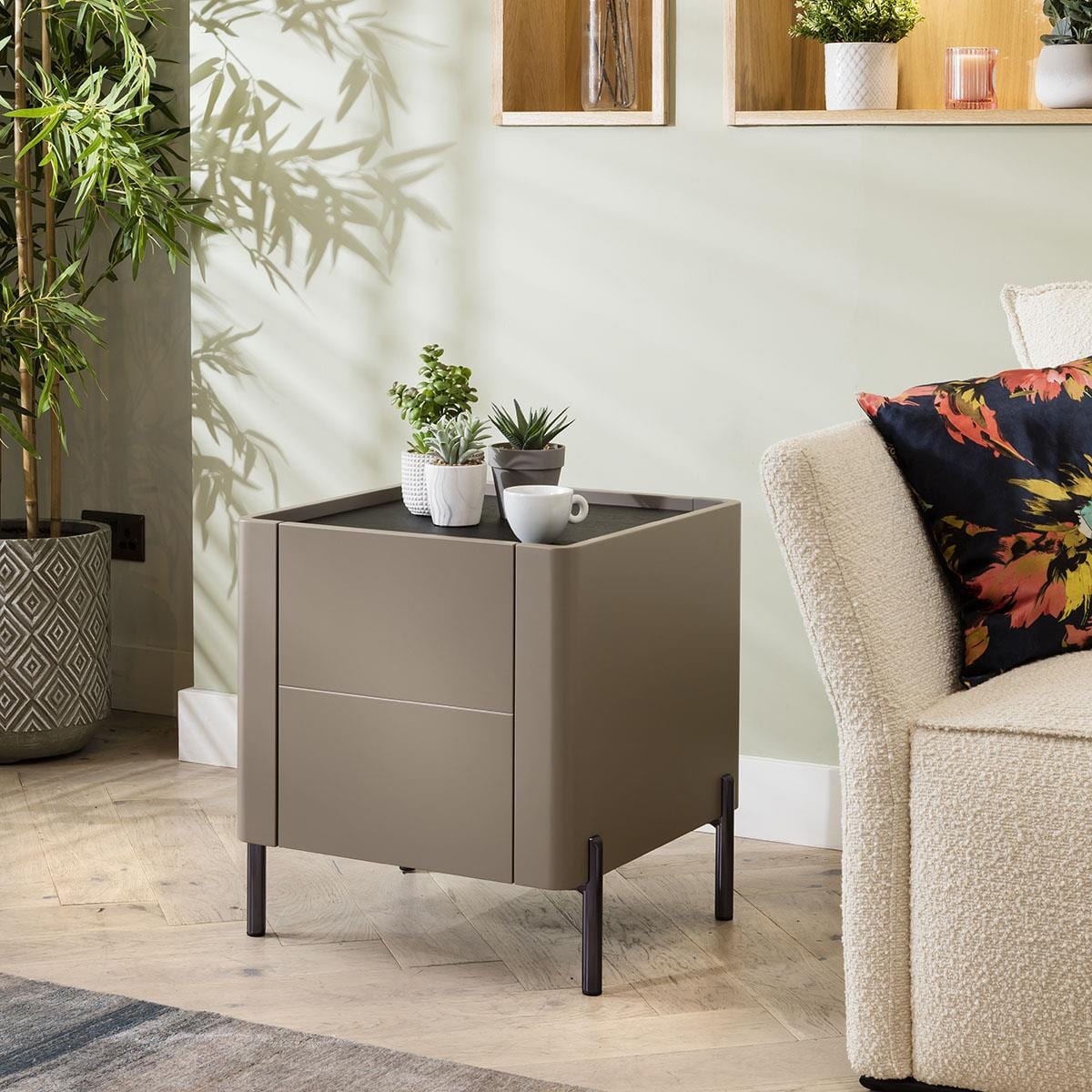Newton Lamp Side Table Matte Taupe