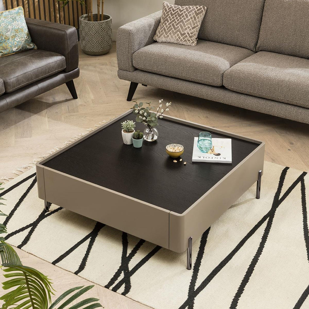 Newton Square Coffee Table Matte Taupe 100cm
