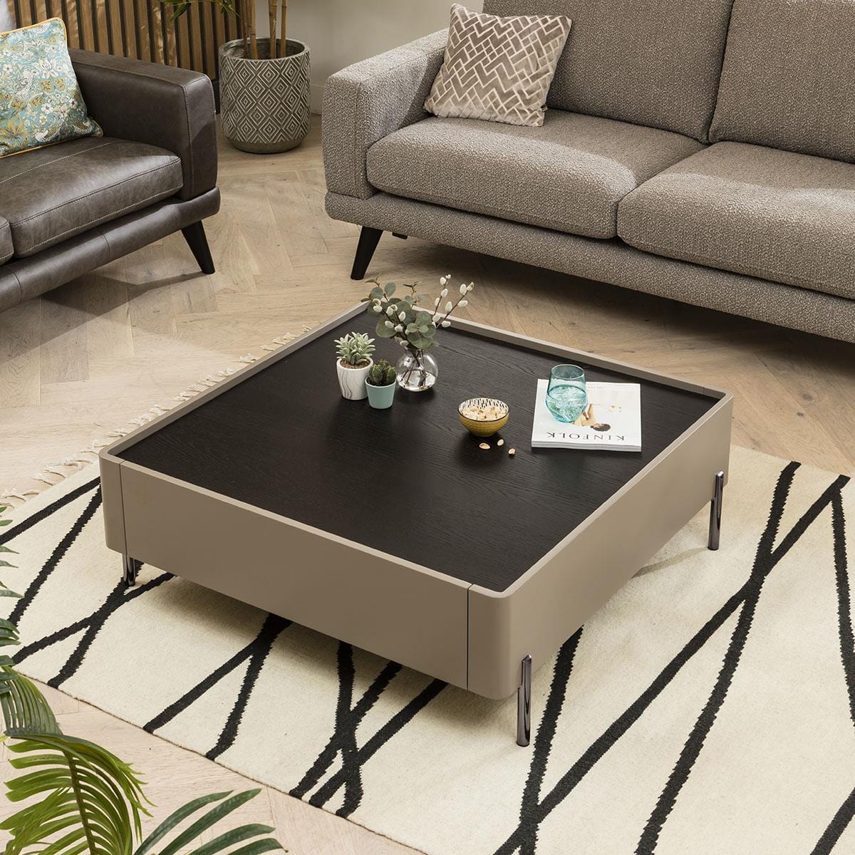 Newton Square Coffee Table Matte Taupe 100cm
