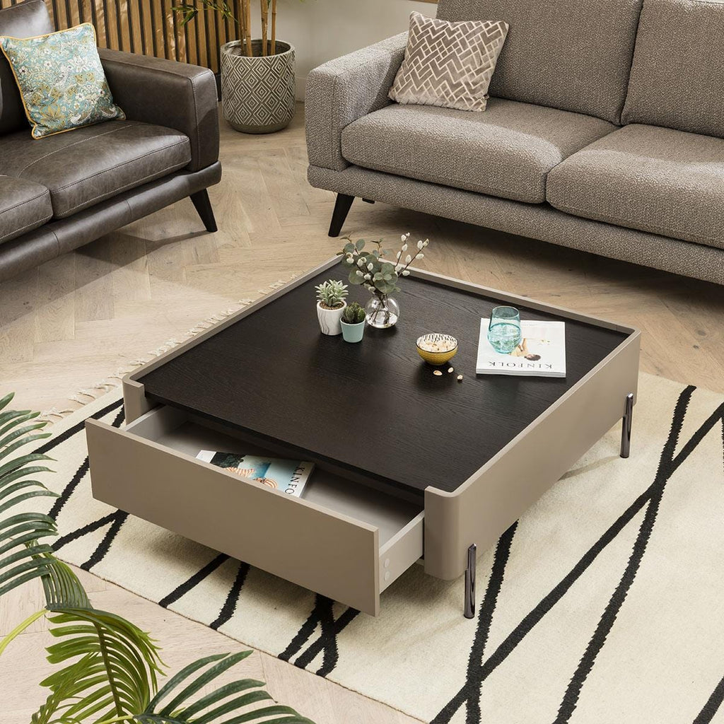Newton Square Coffee Table Matte Taupe 100cm